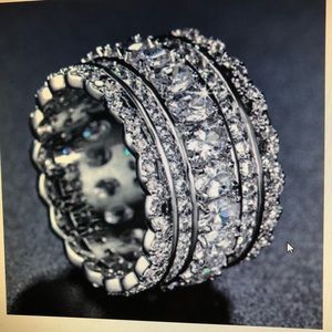 Silver and white sapphire band